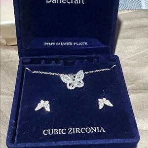 Dane Craft Silver Butterfly Necklace and Earring Set